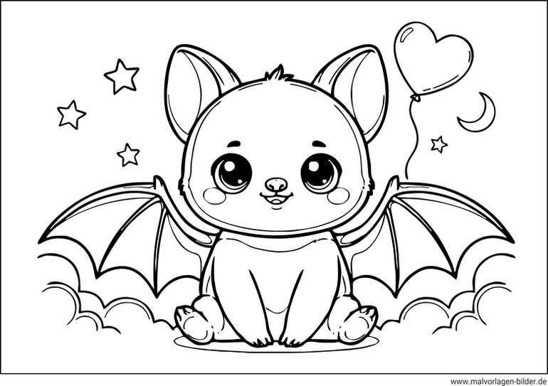 Niedliche Baby-Fledermaus Ausmalbild für Kinder