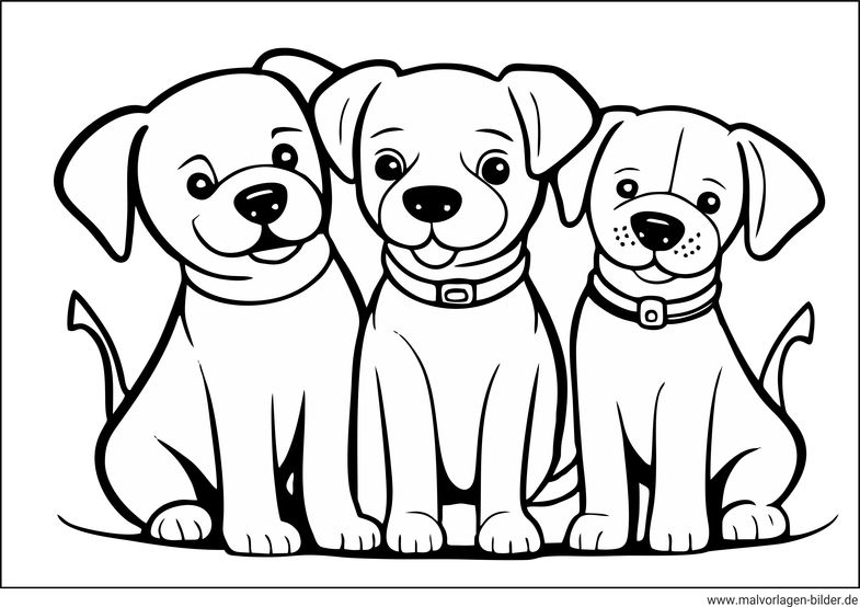 drei kleine Hunde Ausmalbilder