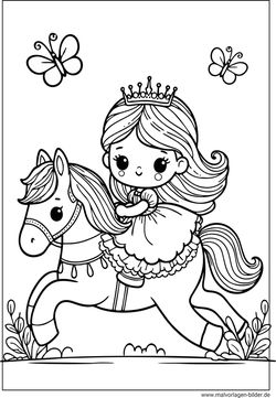 Prinzessin Pferd Ausmalbild zum Ausdrucken