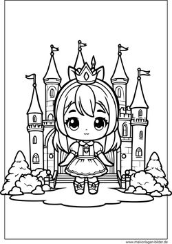 Prinzessin und ihr Schloss Susmalbild zum Ausdrucken