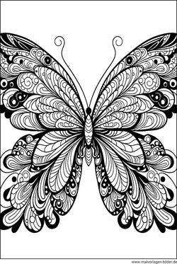 Ausmalbild Schmetterling mit Muster kostenlos