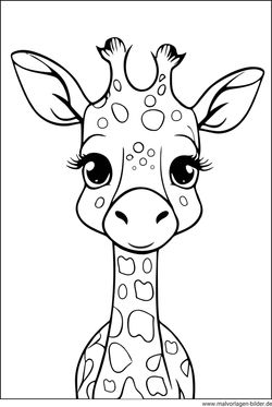 Ausmalbild kleine Giraffen Tiervorlage