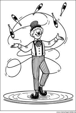 Ausmalbilder Clown jongliert ausdrucken